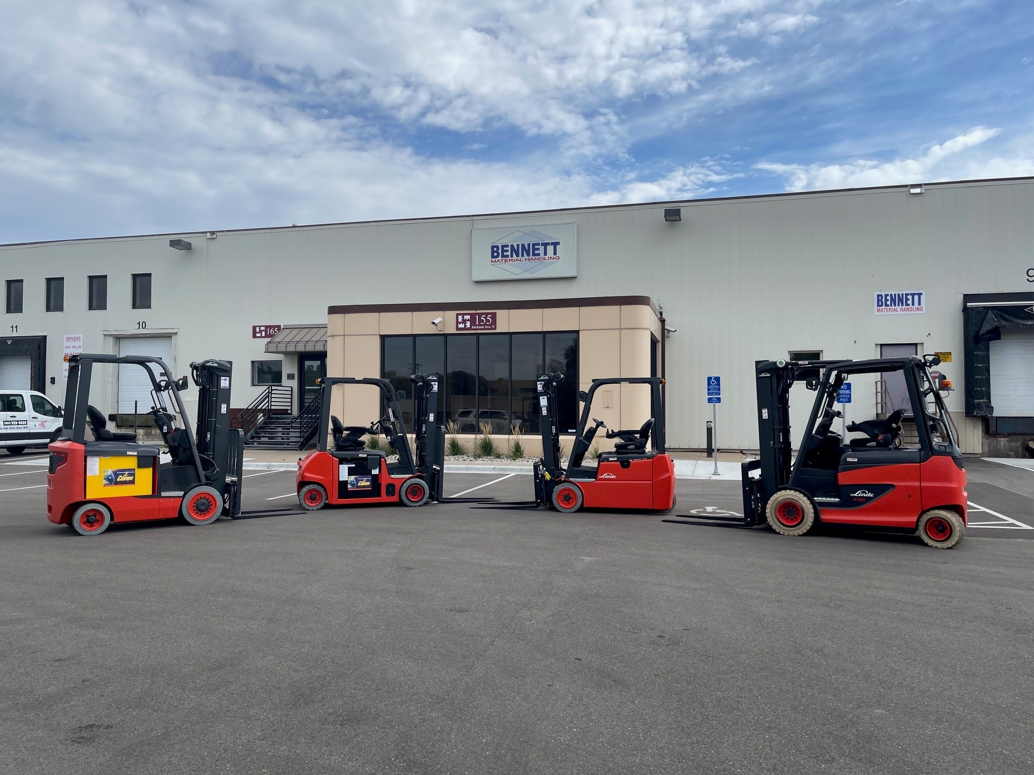 various forklifts in front of Bennett