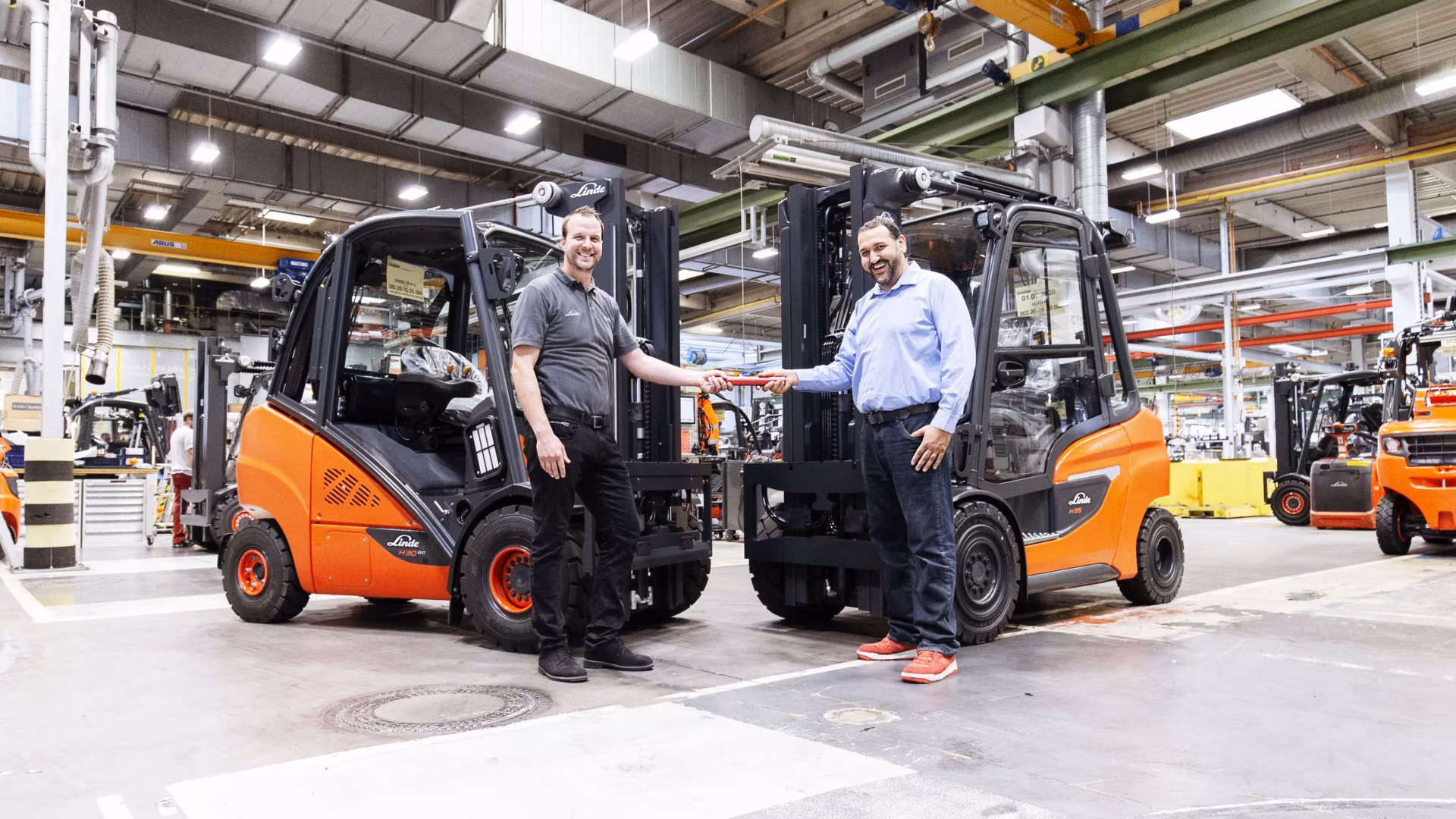Bennett Material Handling team with forklift
